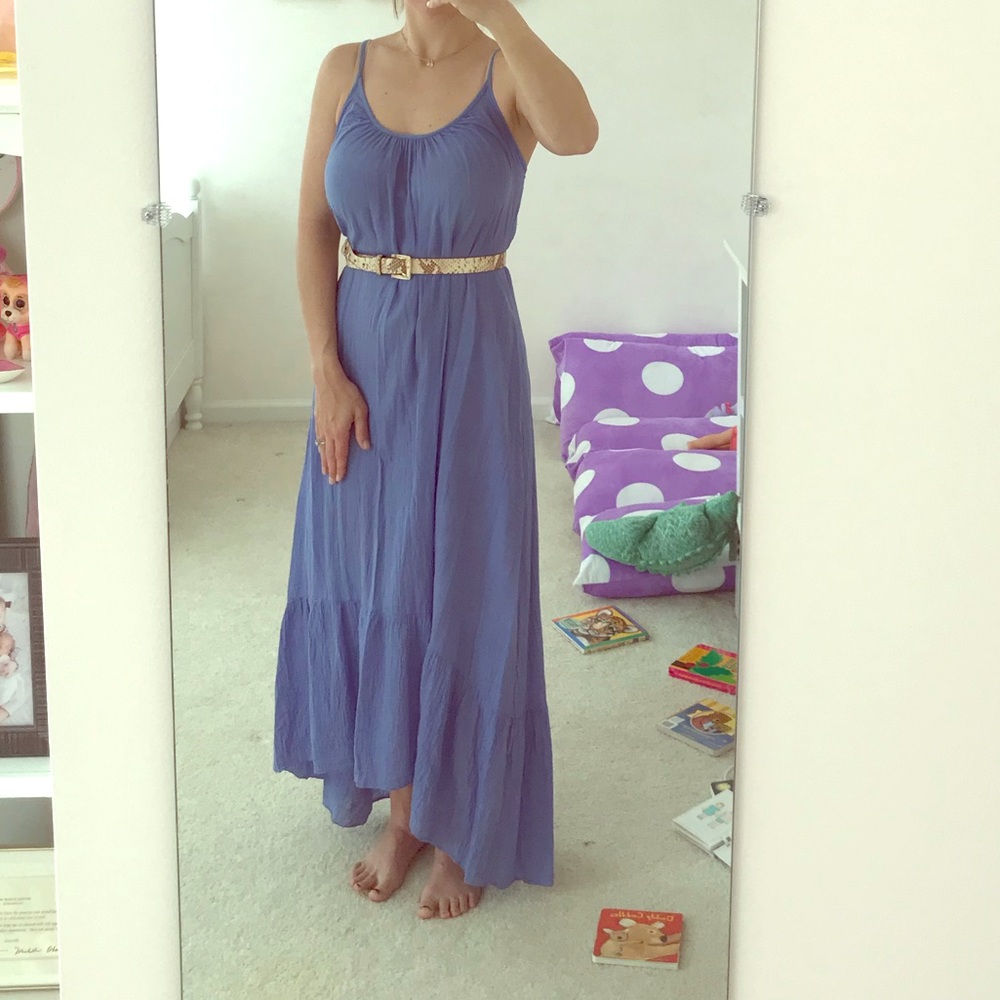 Blue/Purple flowy high-low maxi dress